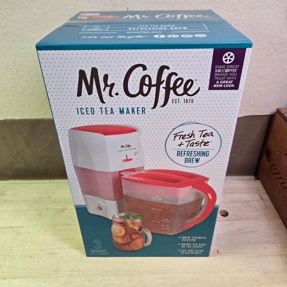 Mr. Coffee Iced Tea Maker 3 quart Red TM75RS SEALED NEW
